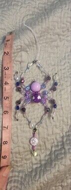 Handmade Purple & Lavender Beaded Rearview Mirror Pendant